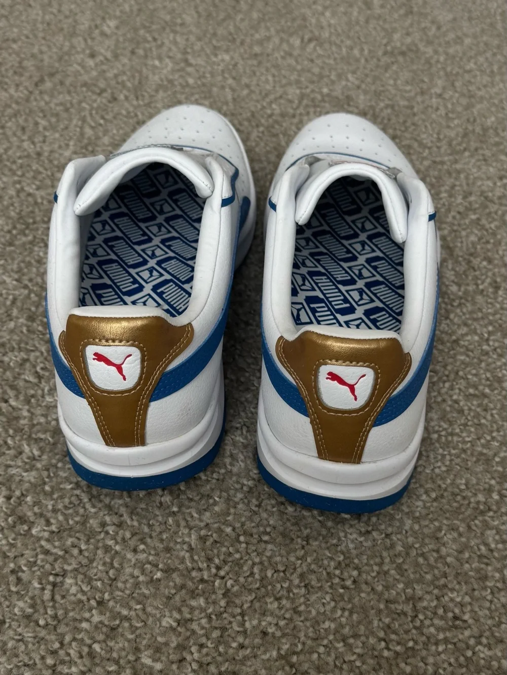 Puma GV Special White and Blue Leather Sneakers